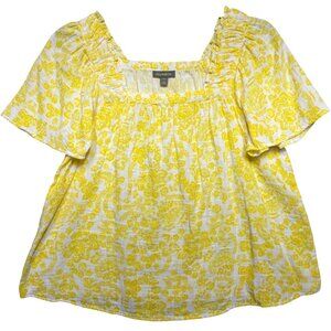 Style & Co Womens 0X Paisley Gauze Blouse Short Sleeve Square Neck Lightweight